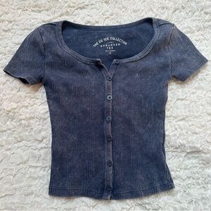 Aeropostale OG Shrunken Tee Blue XS Fitted Baby Tee Basic Top
